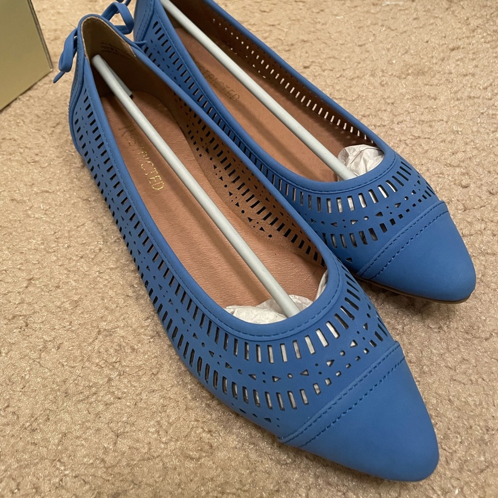 Blue Laser-Cut Ballet Flats